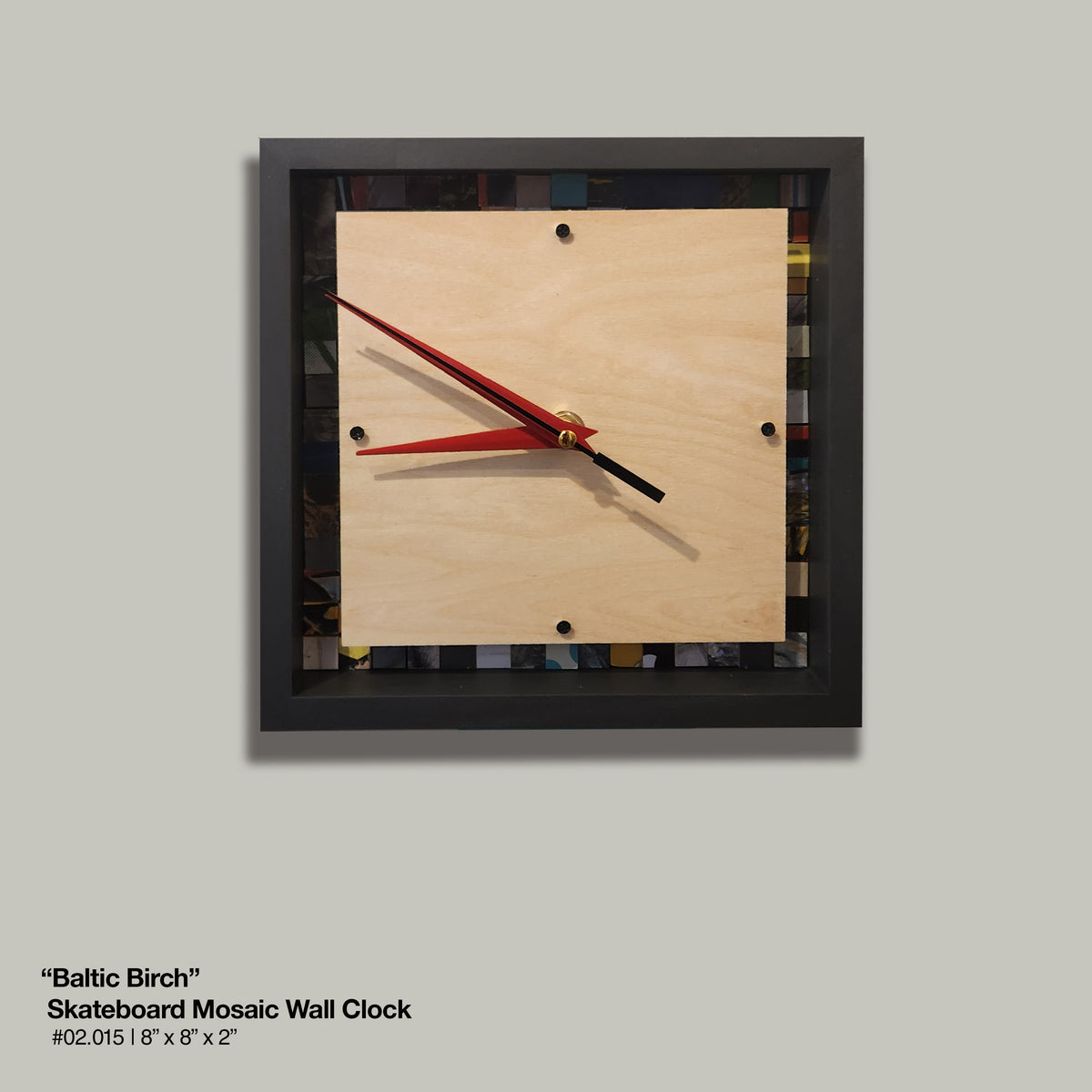"Baltic Birch Skateboard Mosaic Wall Clock"