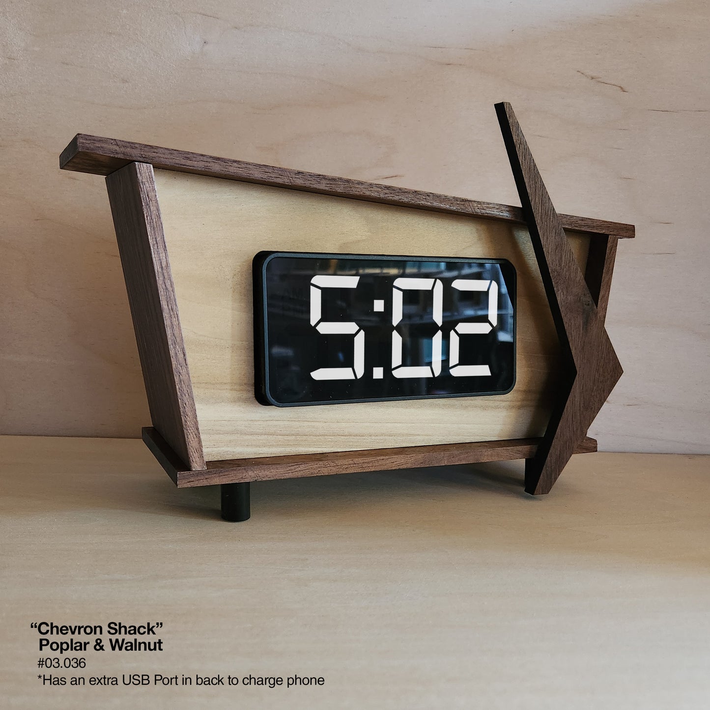Chevron Shack Clock - Poplar