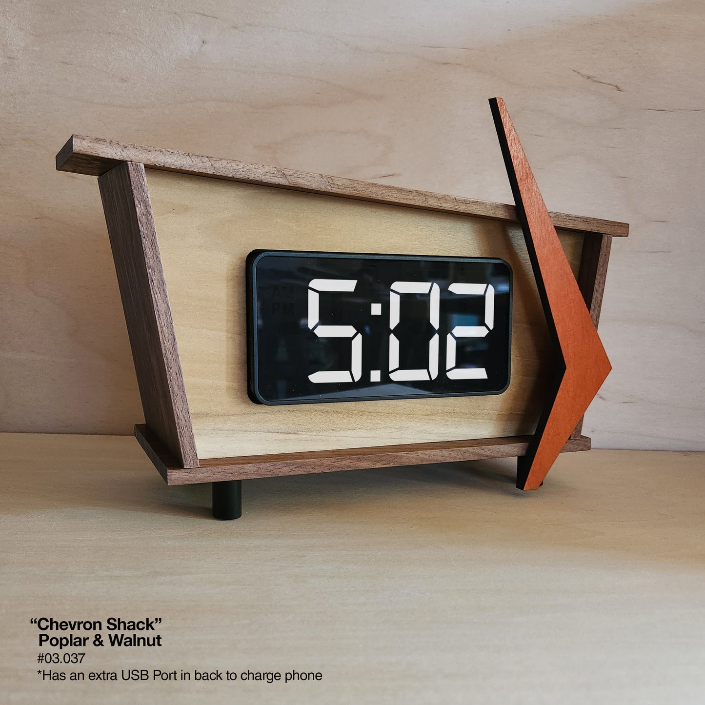 Chevron Shack Clock - Poplar