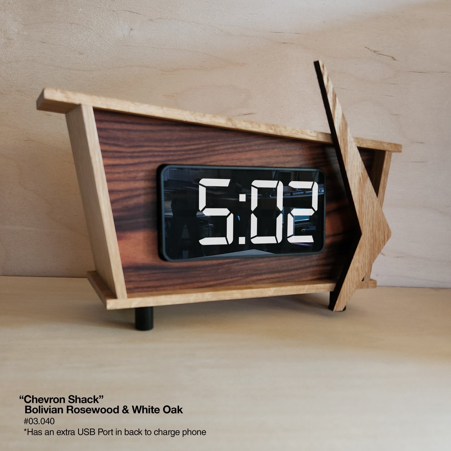 Chevron Shack Clock - Bolivian Rosewood