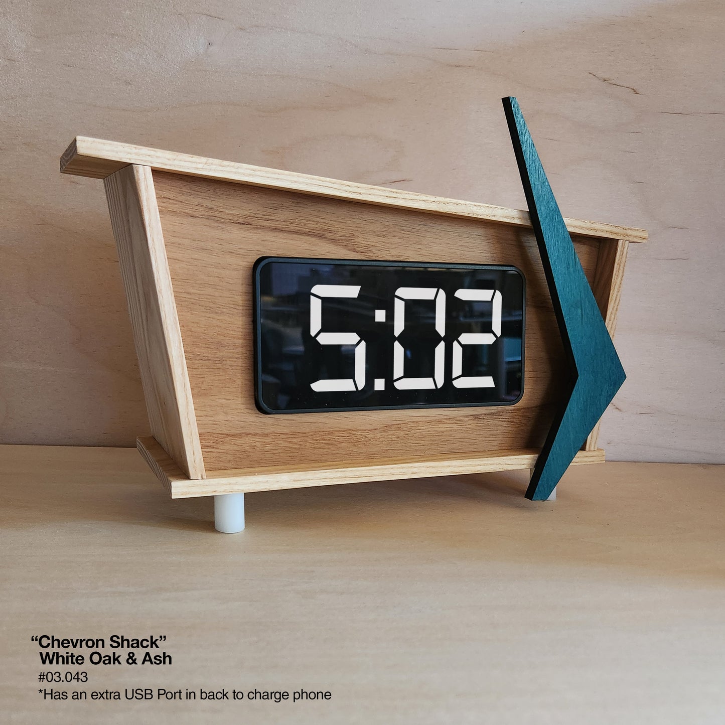 Chevron Shack Clock - White Oak