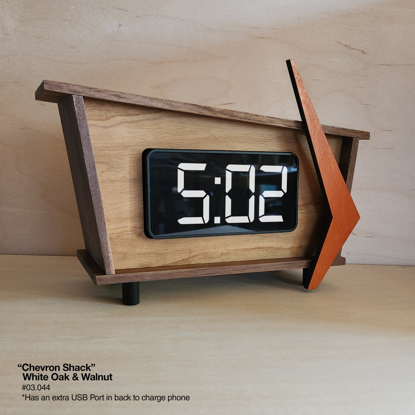 Chevron Shack Clock - White Oak
