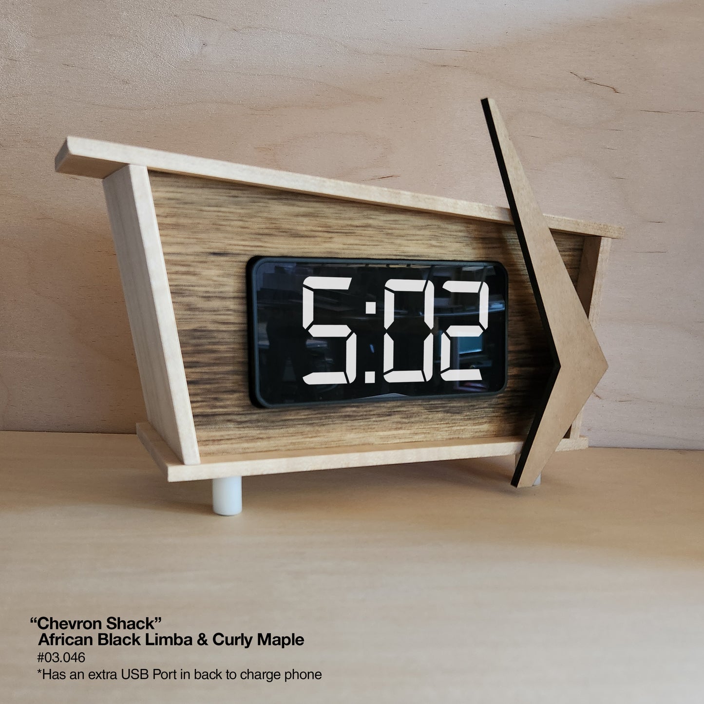 Chevron Shack Clock - African Black Limba