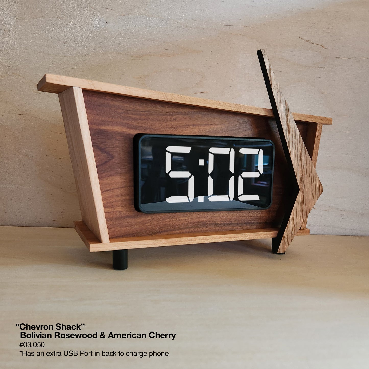 Chevron Shack Clock - Bolivian Rosewood
