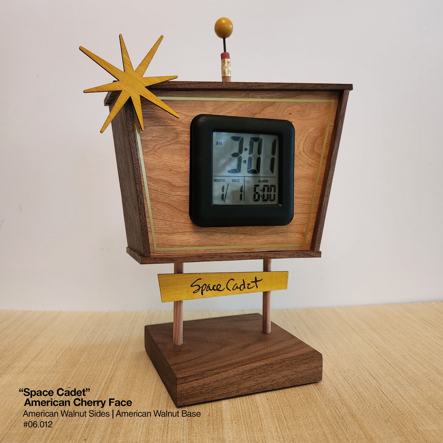 Space Cadet Clock - American Cherry