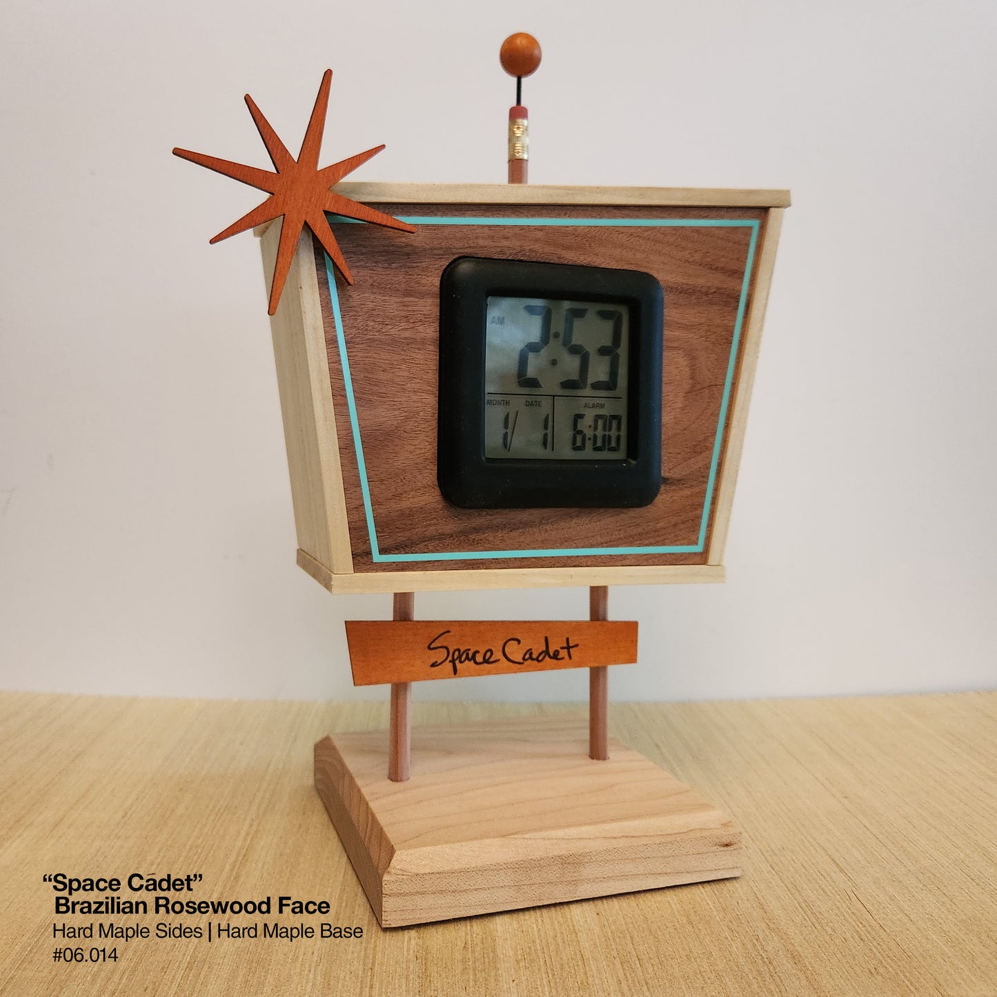 Space Cadet Clock - Brazilian Rosewood