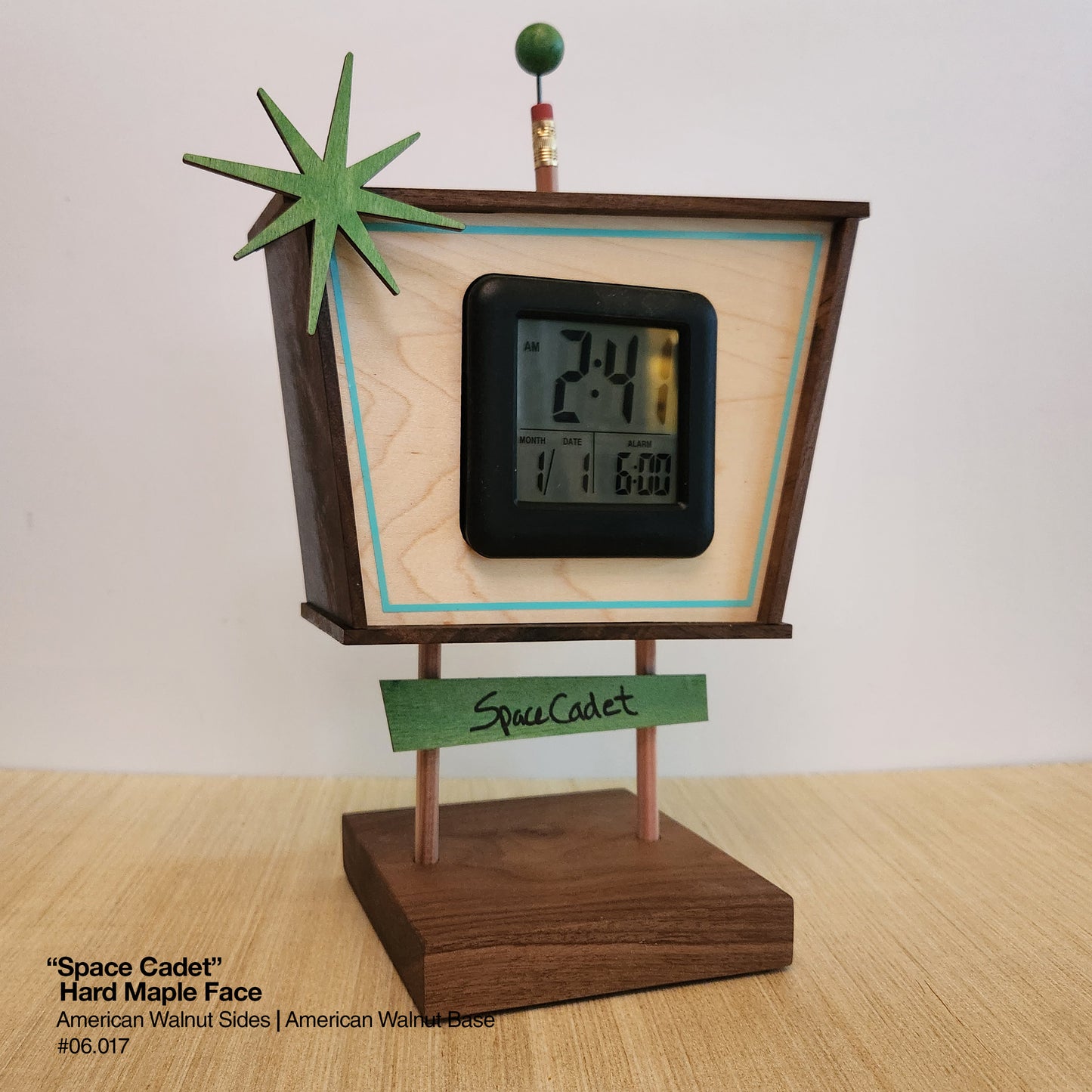 Space Cadet Clock - Hard Maple