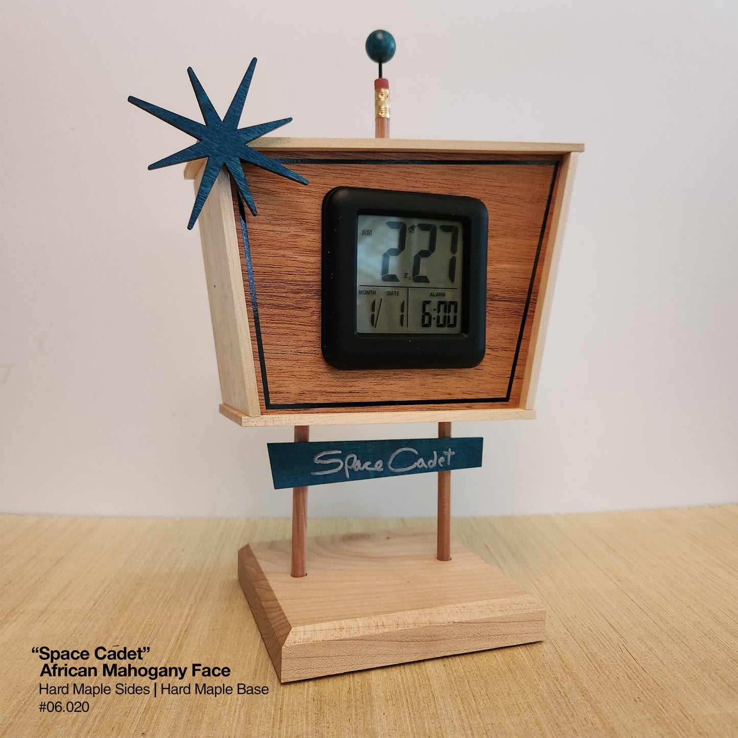 Space Cadet Clock - African Mahogany