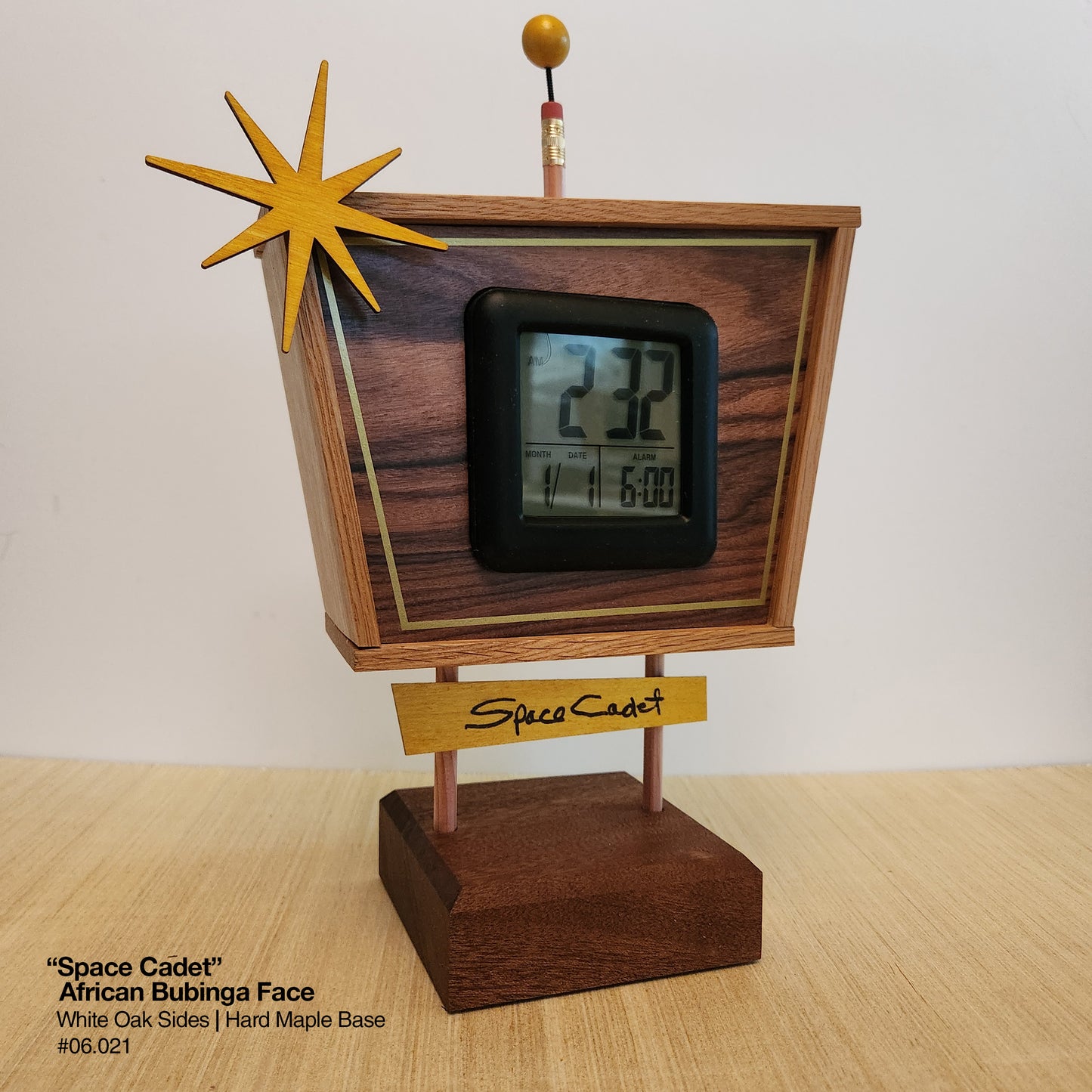Space Cadet Clock - African Bubinga
