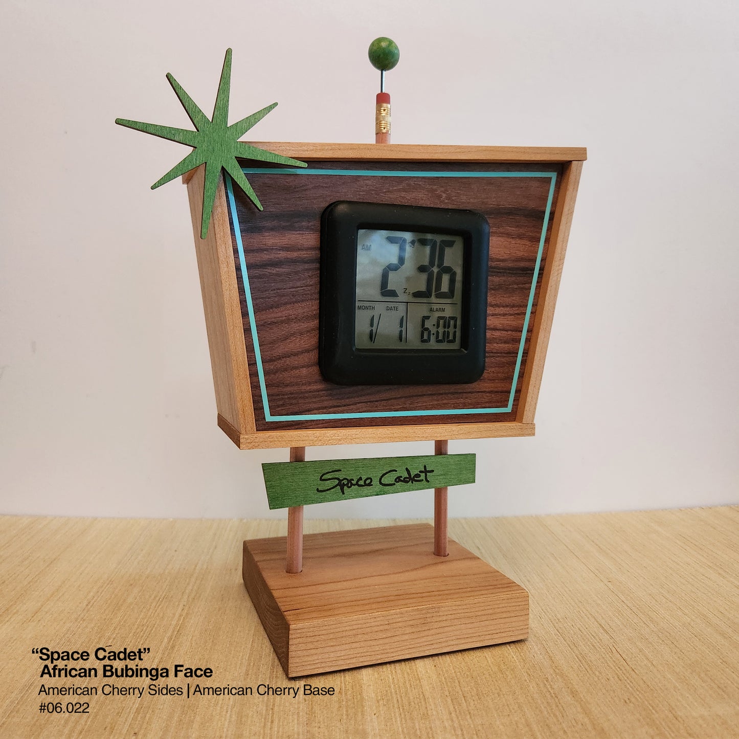 Space Cadet Clock - African Bubinga