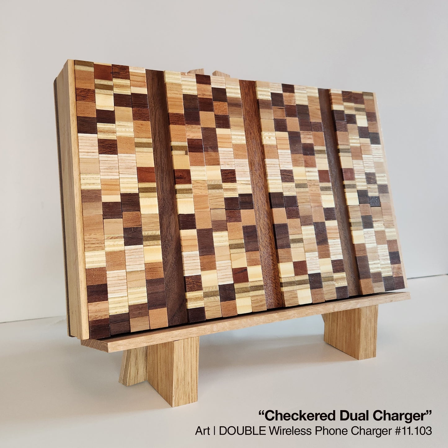 Art / DOUBLE Wireless Phone Charging Station - "Checkered"