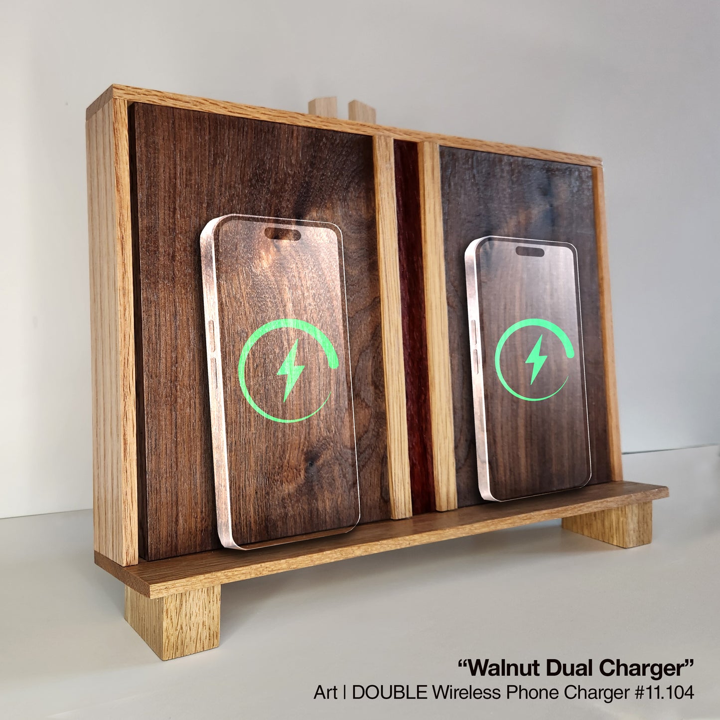 Art / DOUBLE Wireless Phone Charging Station - "Walnut"