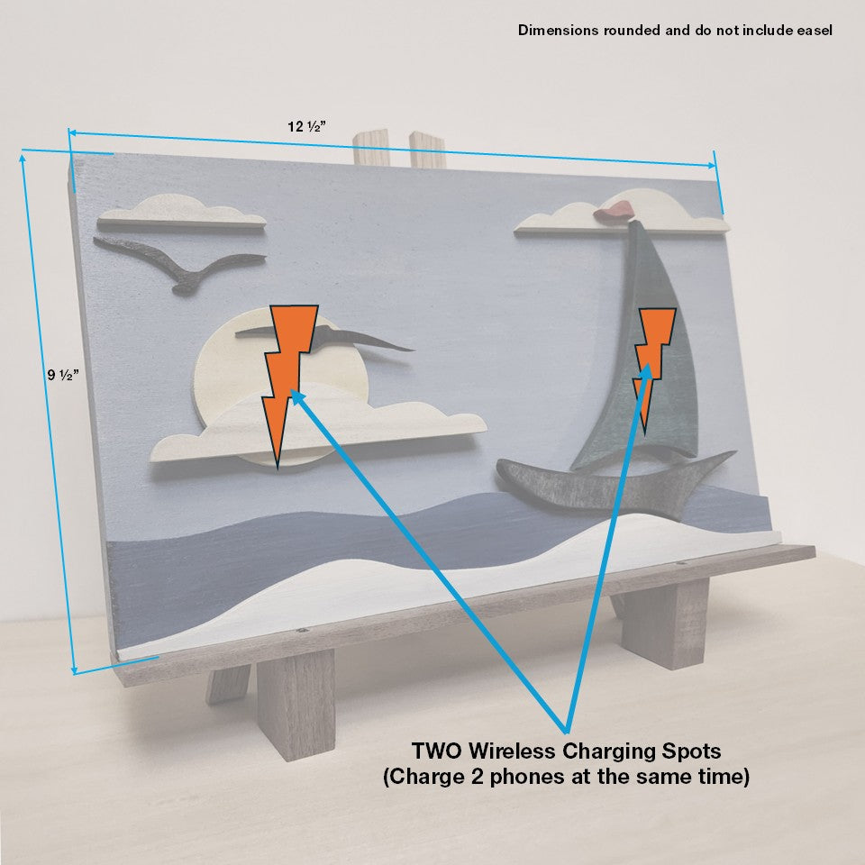 Art / DOUBLE Wireless Phone Charging Station - "Sailing Away"