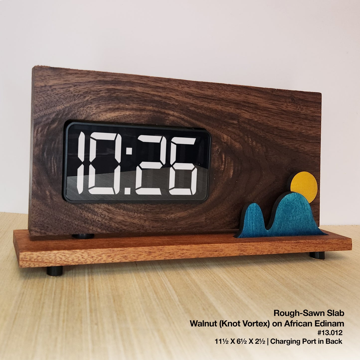 Rough-Sawn Slab Clock - Walnut