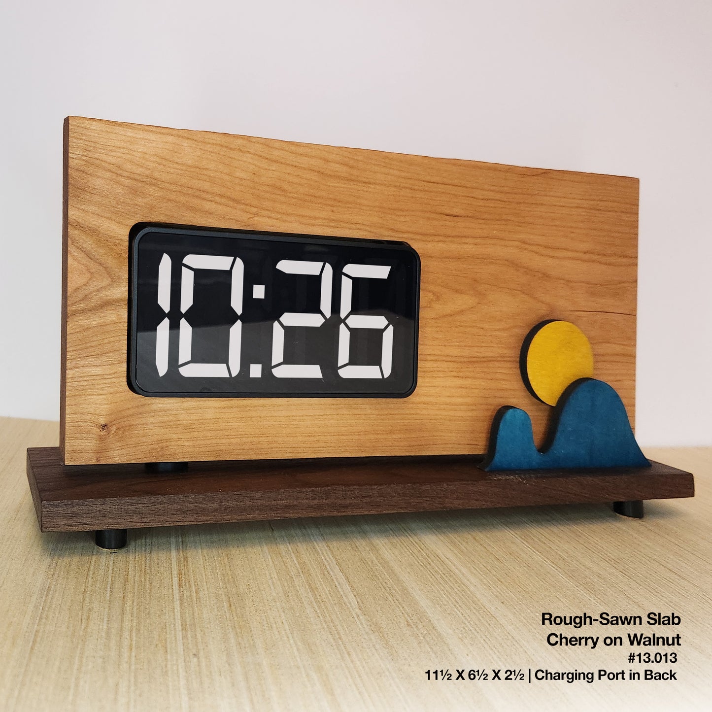 Rough-Sawn Slab Clock - Cherry