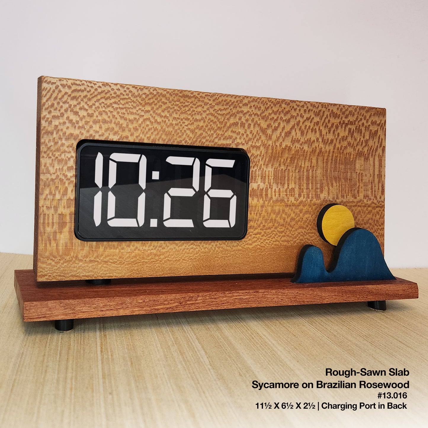 Rough-Sawn Slab Clock - Sycamore