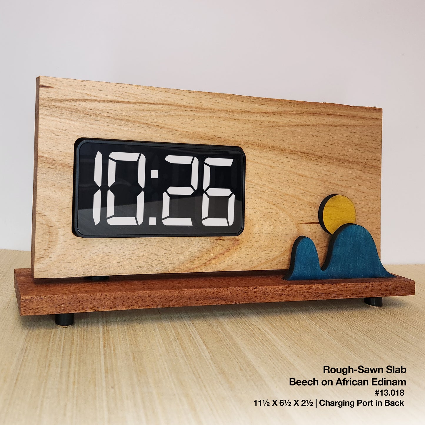 Rough-Sawn Slab Clock - Beech
