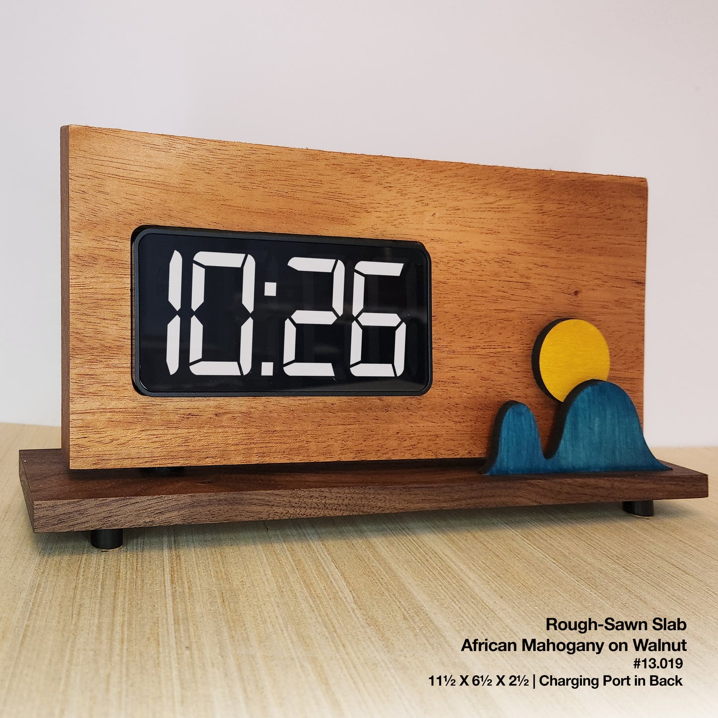 Rough-Sawn Slab Clock - African Mahogany