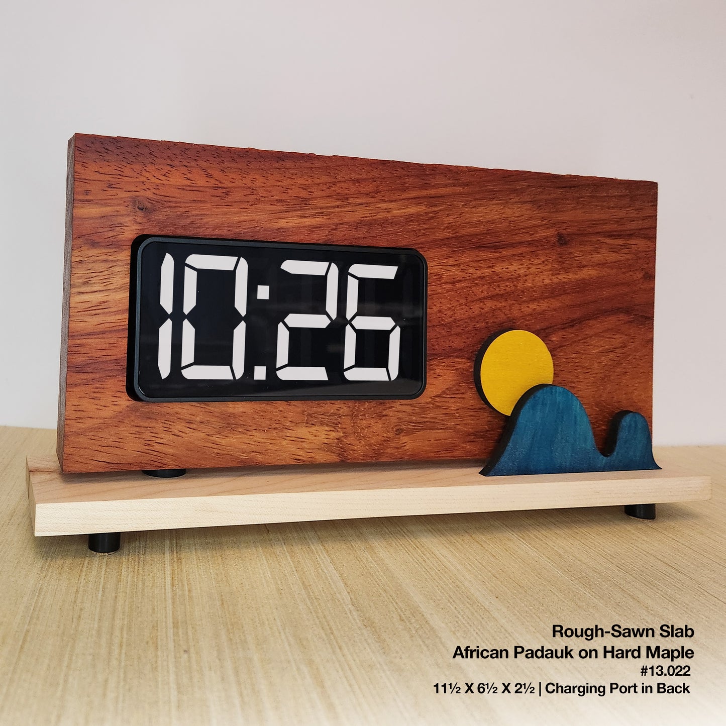 Rough-Sawn Slab Clock - African Padauk