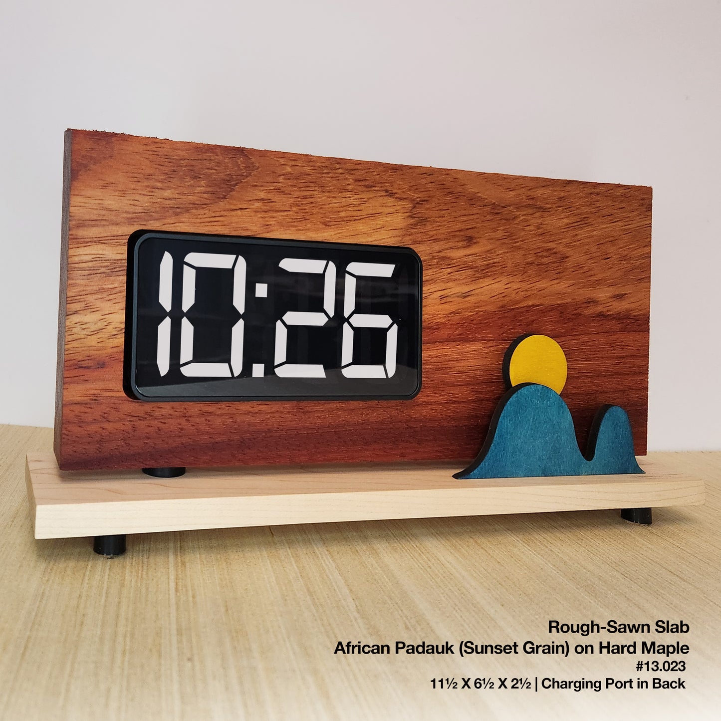 Rough-Sawn Slab Clock - African Padauk