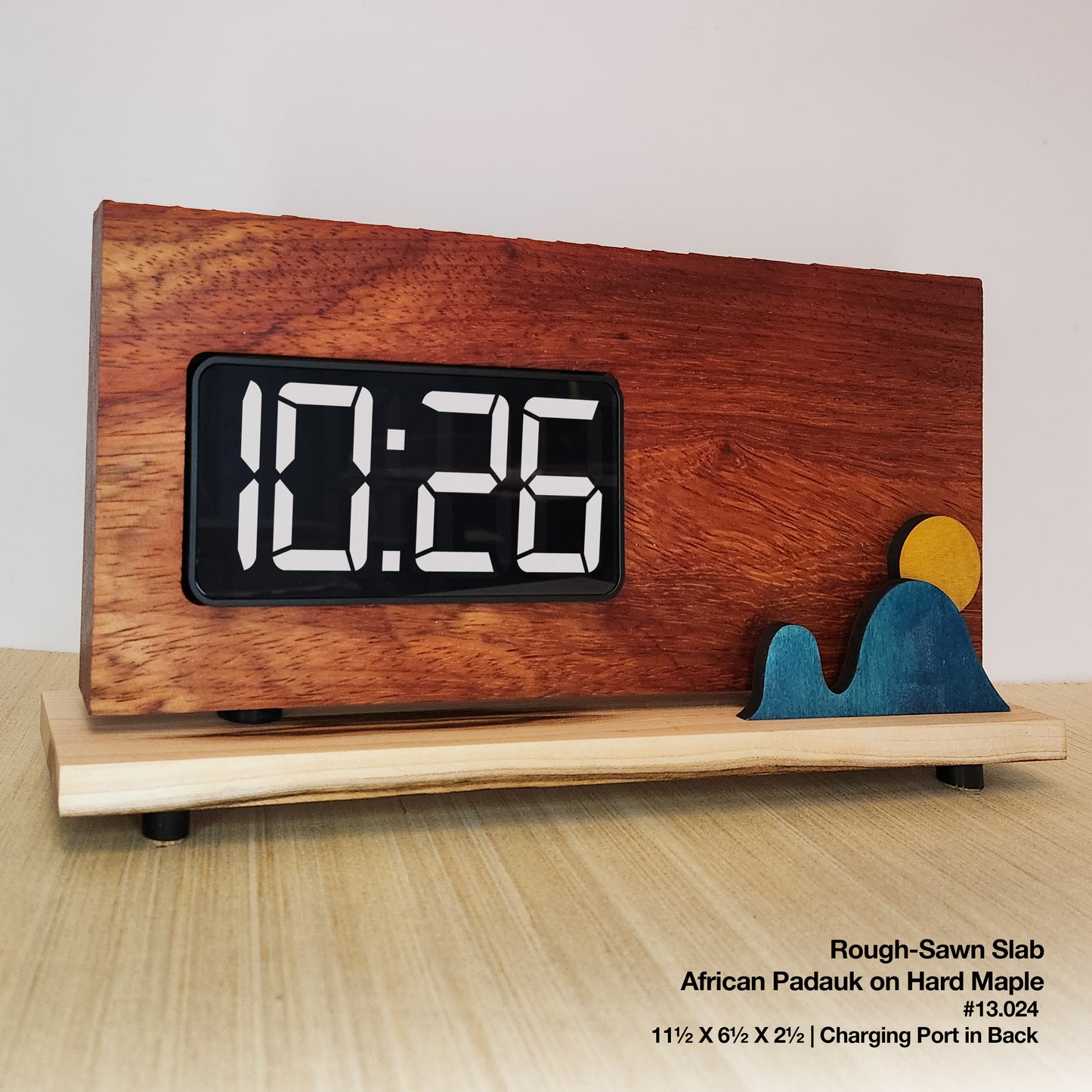 Rough-Sawn Slab Clock - African Padauk