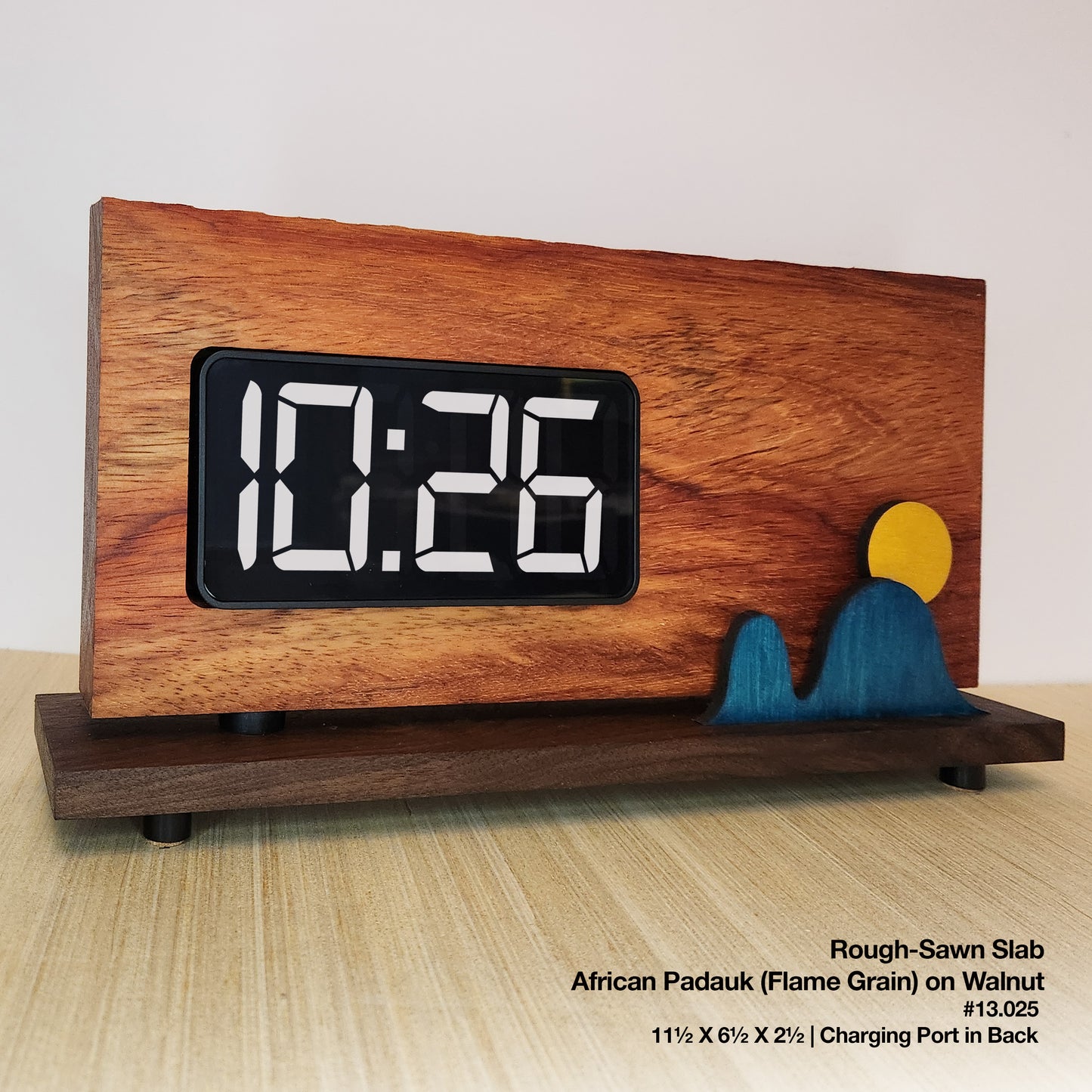 Rough-Sawn Slab Clock - African Padauk