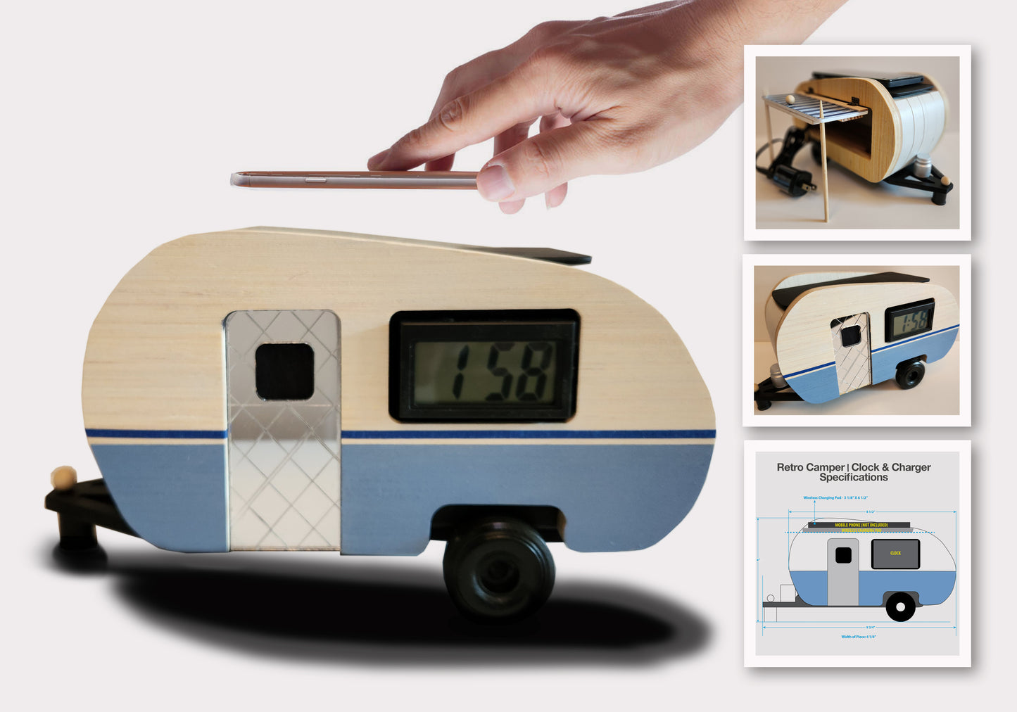 Retro Camper - Charger/Clock (Yelo & White)