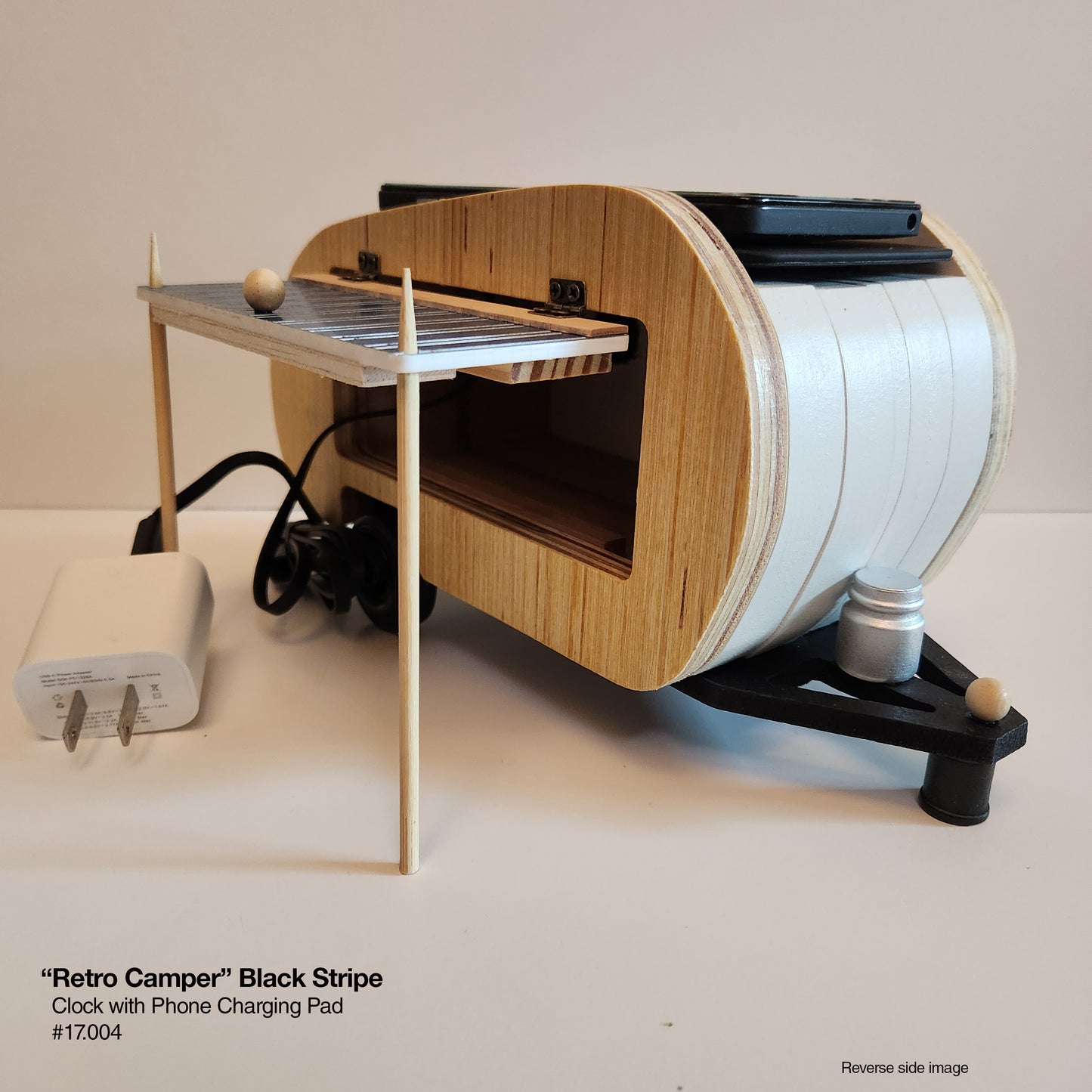 Retro Camper - Charger/Clock (Black & White)
