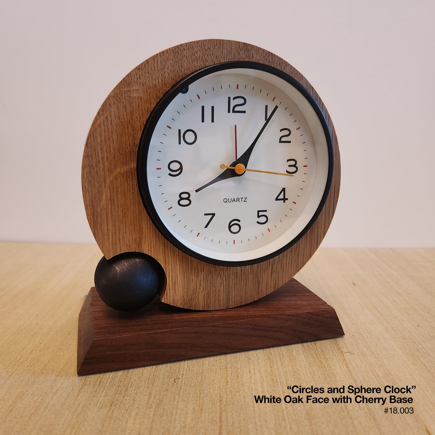 Circles & Sphere Clock - White Oak/Cherry