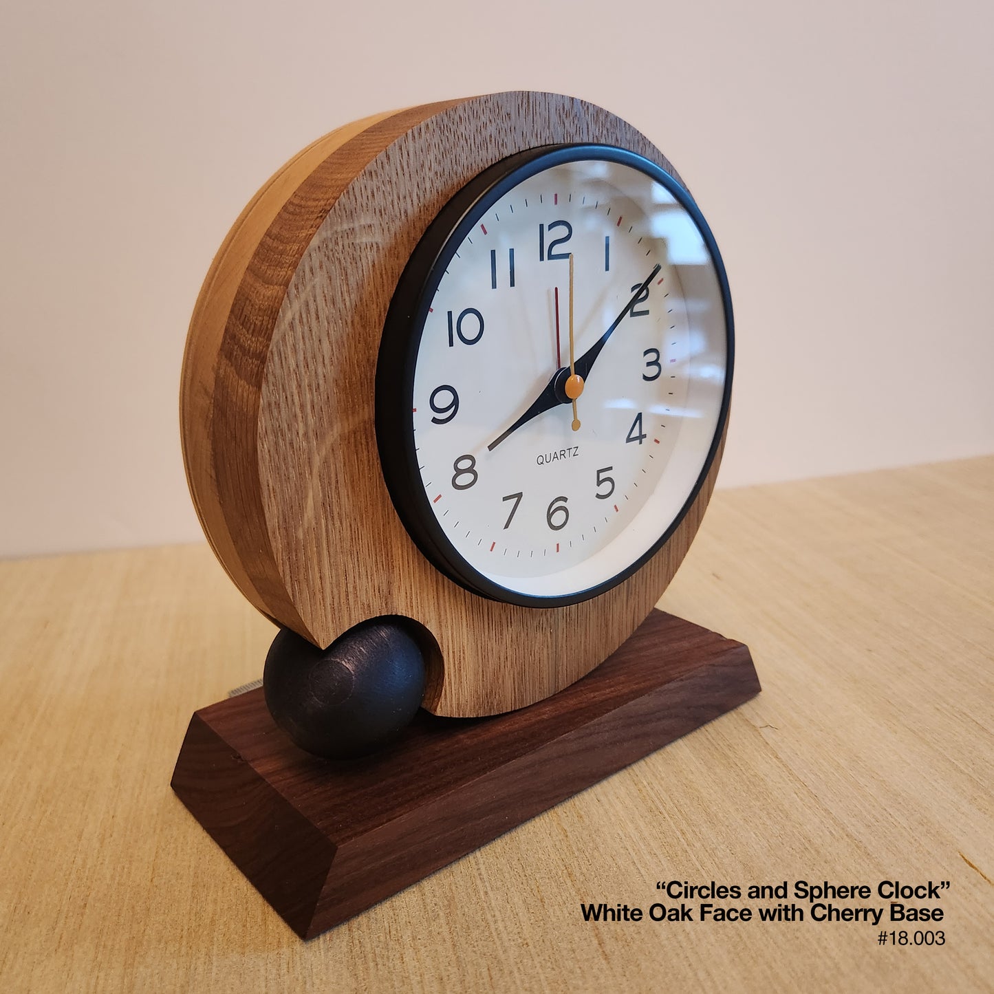 Circles & Sphere Clock - White Oak/Cherry