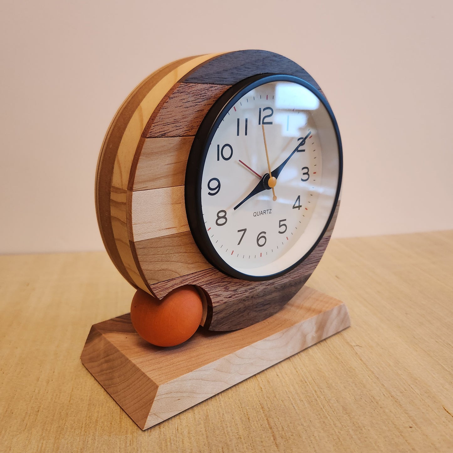 Circles & Sphere Clock - Hardwood Stripes/Hard Maple