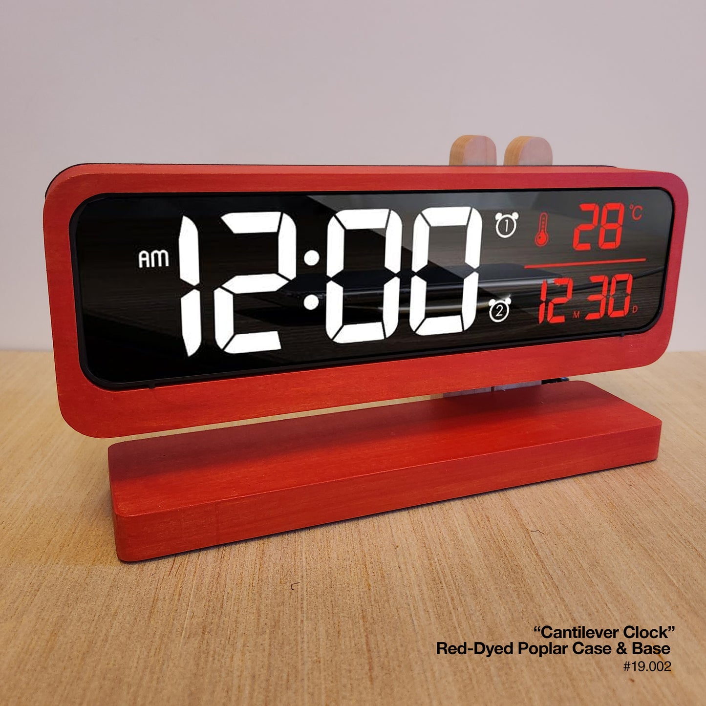 Cantilever Clock - Red-Dyed Poplar