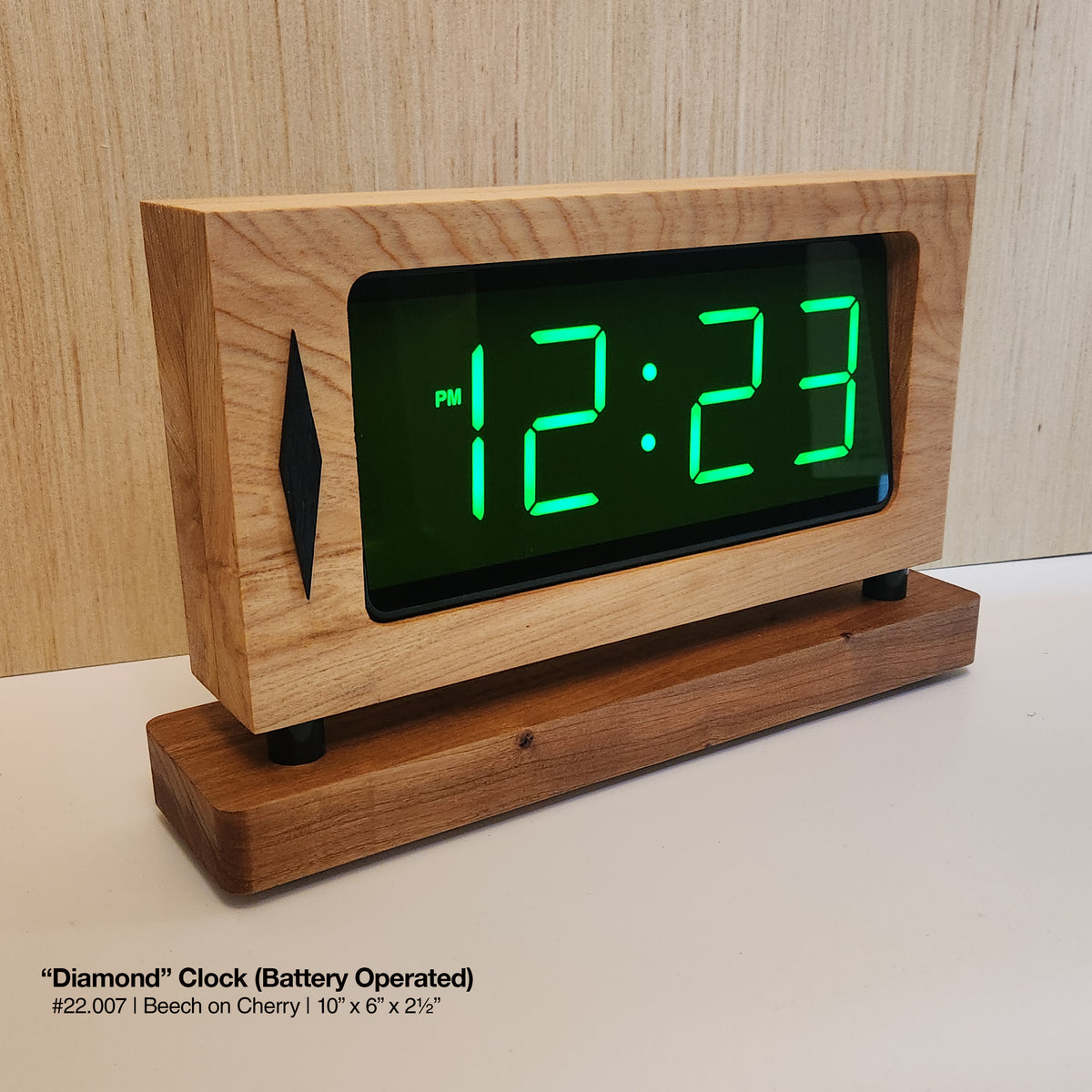 "Retro Diamond Clock - Beech"