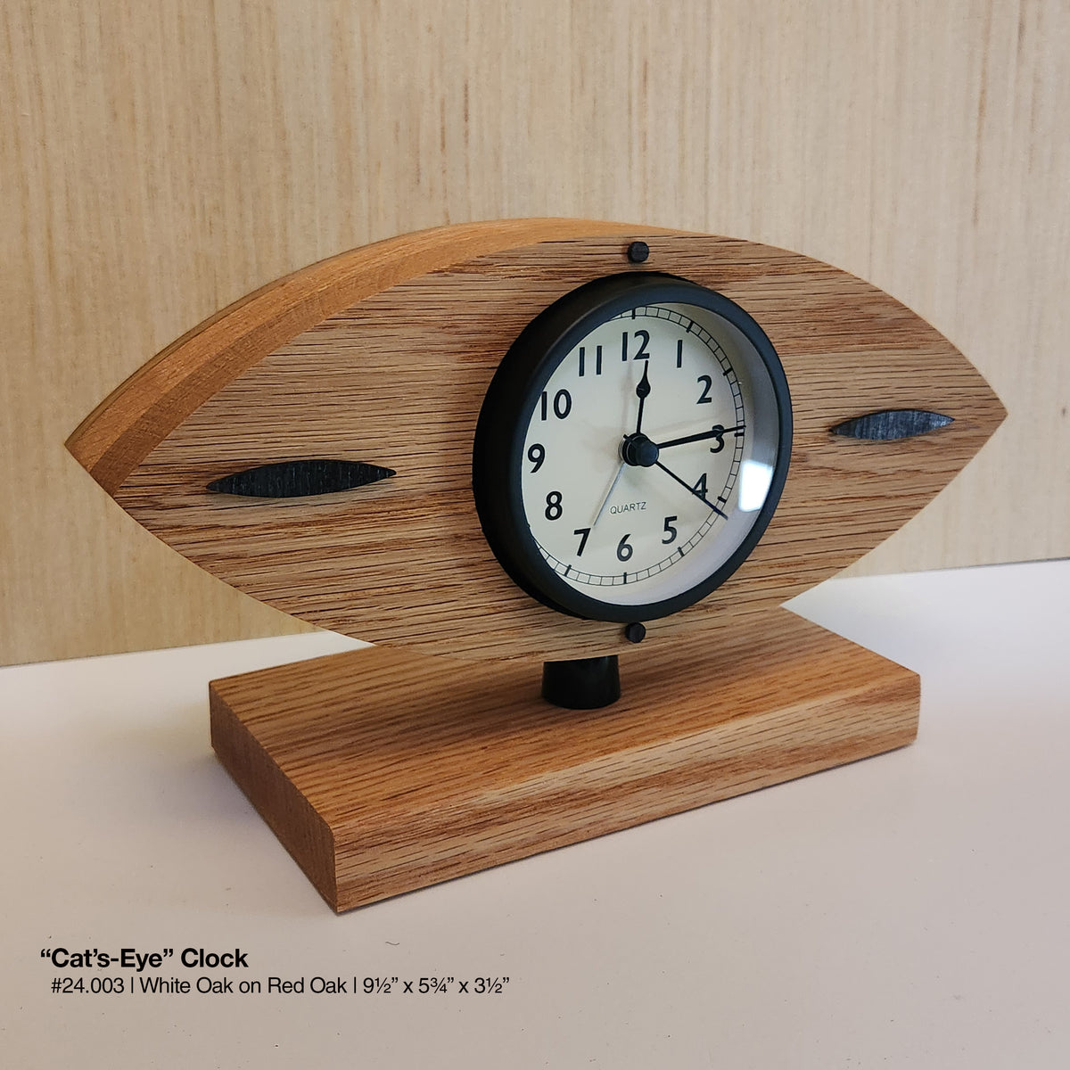 "Cat's-Eye Clock - White Oak"