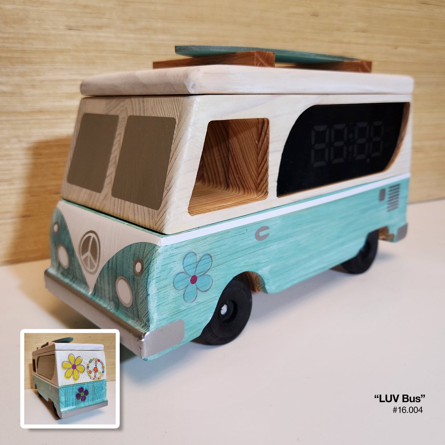 LUV Bus Clock - White & Powder Blue