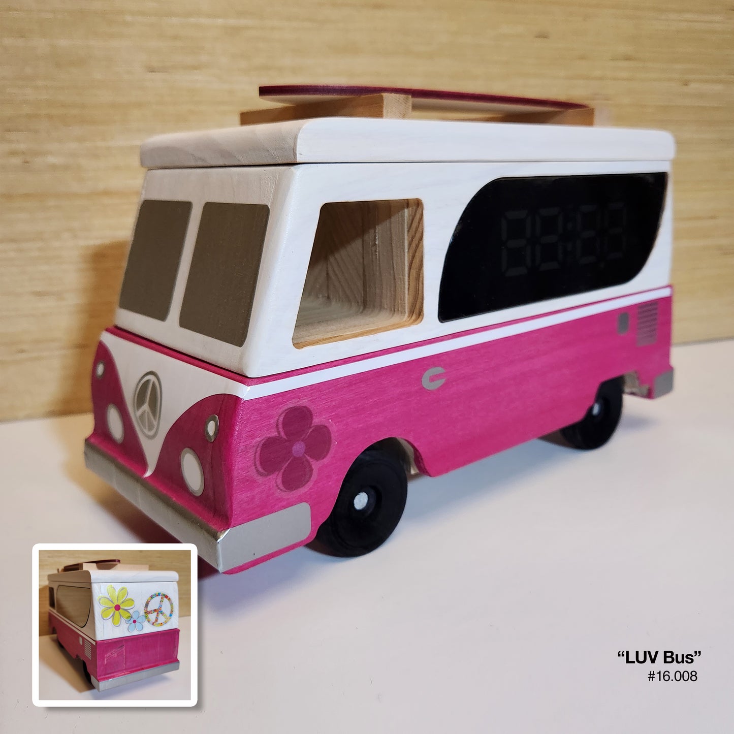 LUV Bus Clock - White & Pink