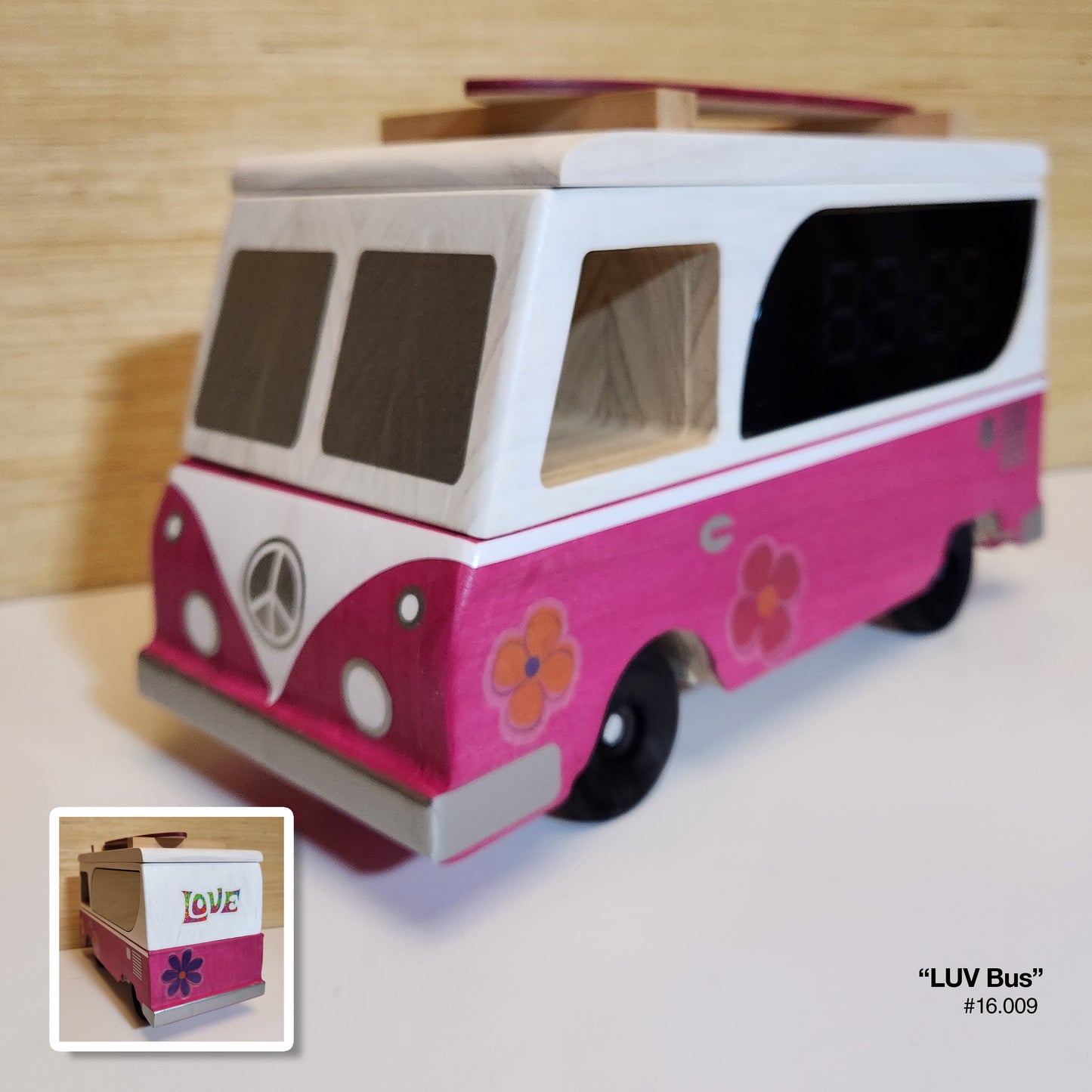 LUV Bus Clock - White & Pink
