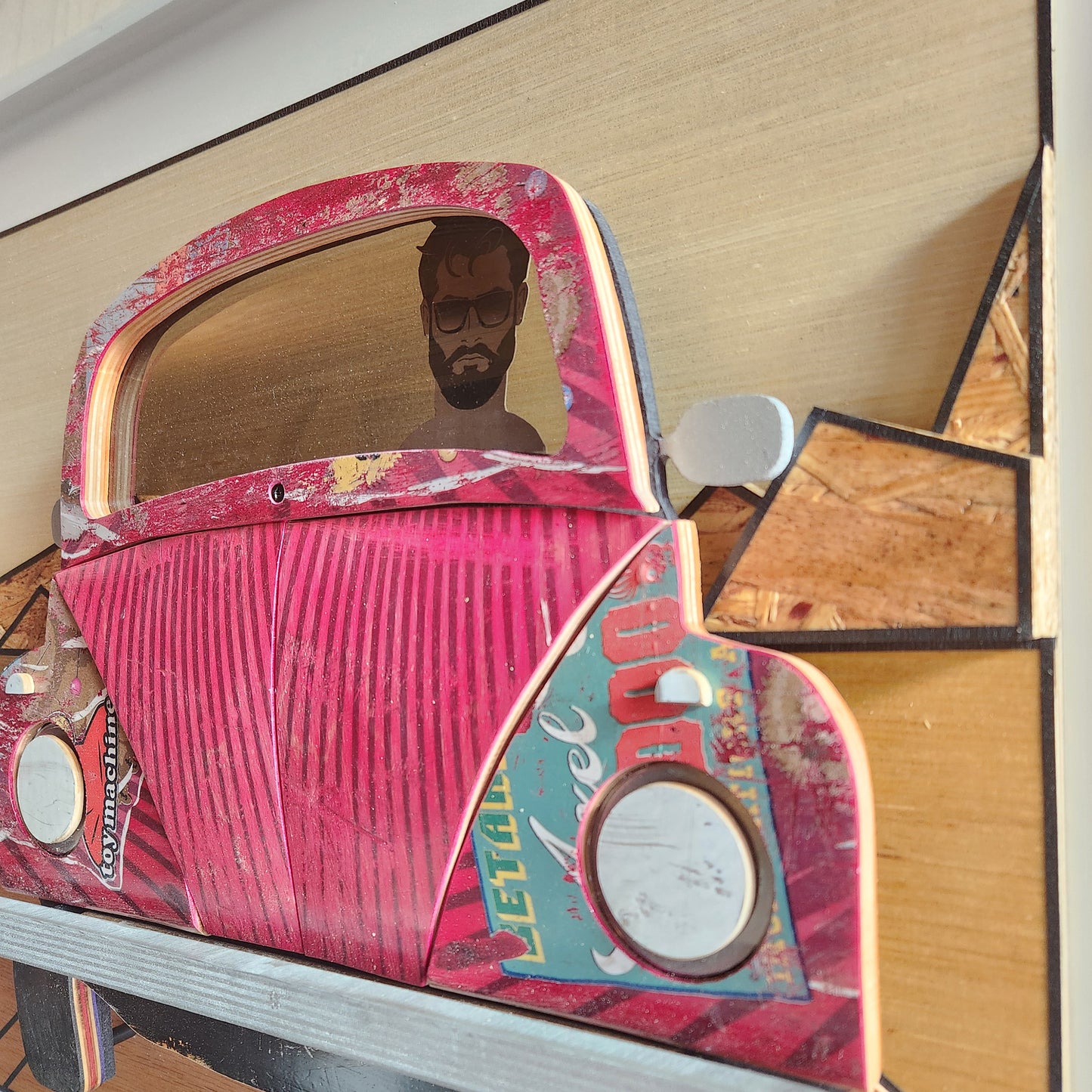 "Beach Bound, Striped Skatebug" - Skateboard Art