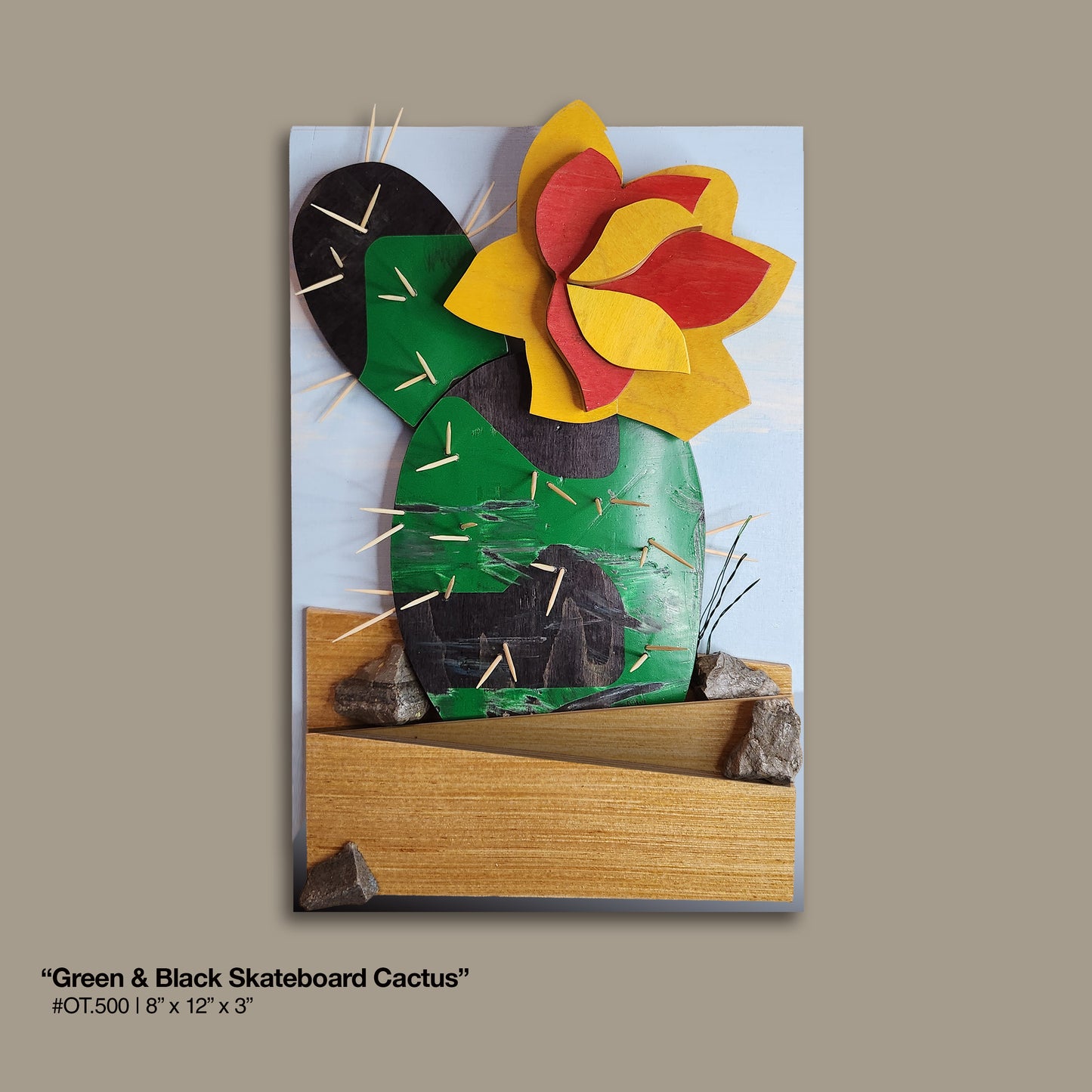 "Green and Black Skateboard Cactus"
