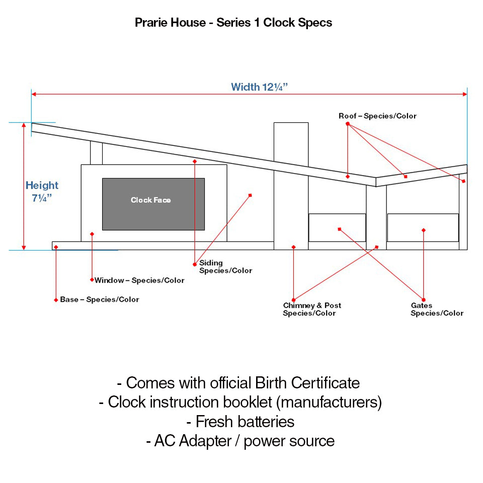 Prairie House Clock #1 - Teal & Walnut