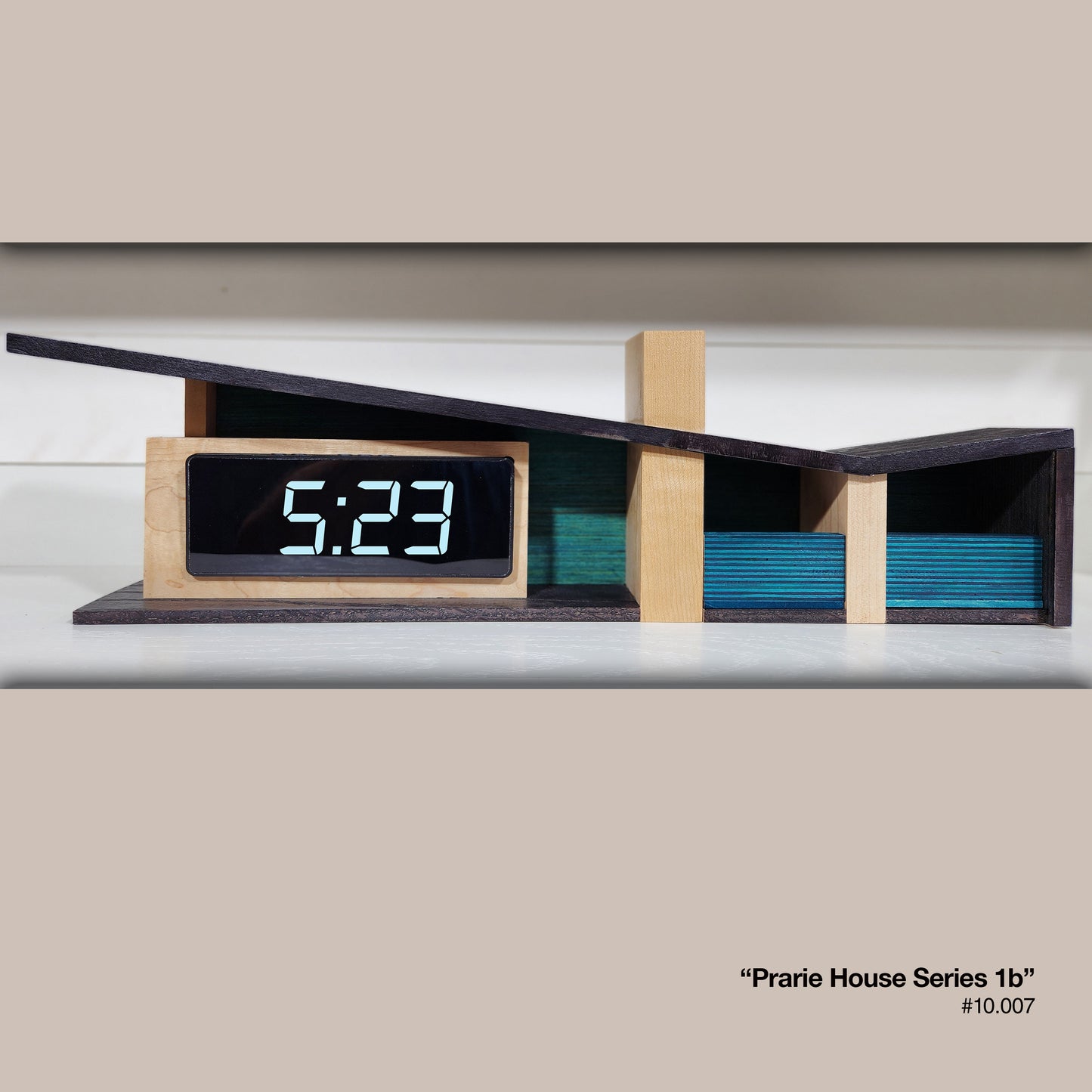 Prairie House Clock #1 - Maple, Teal, and Black