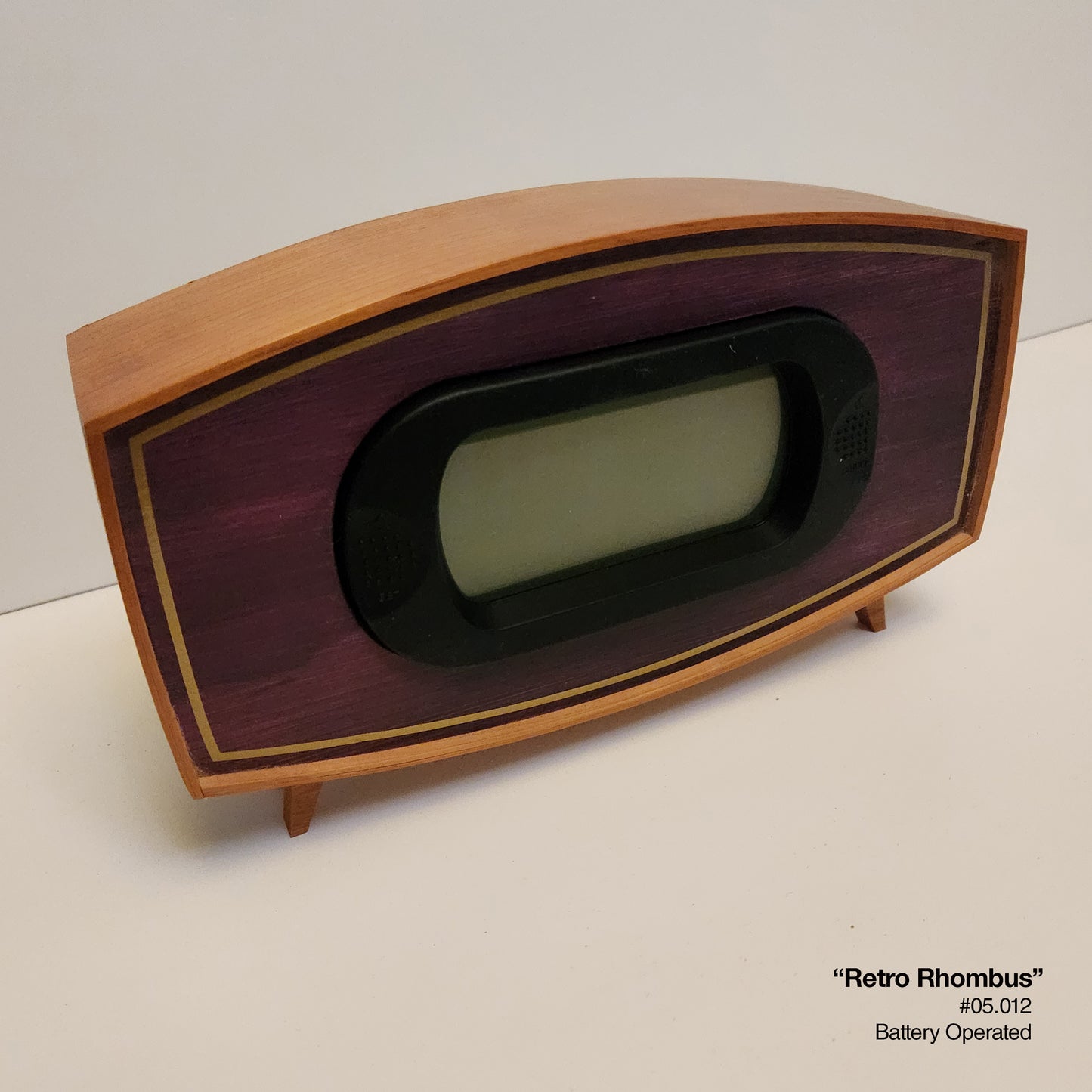 Retro Rhombus Clock - Aubergine Pine