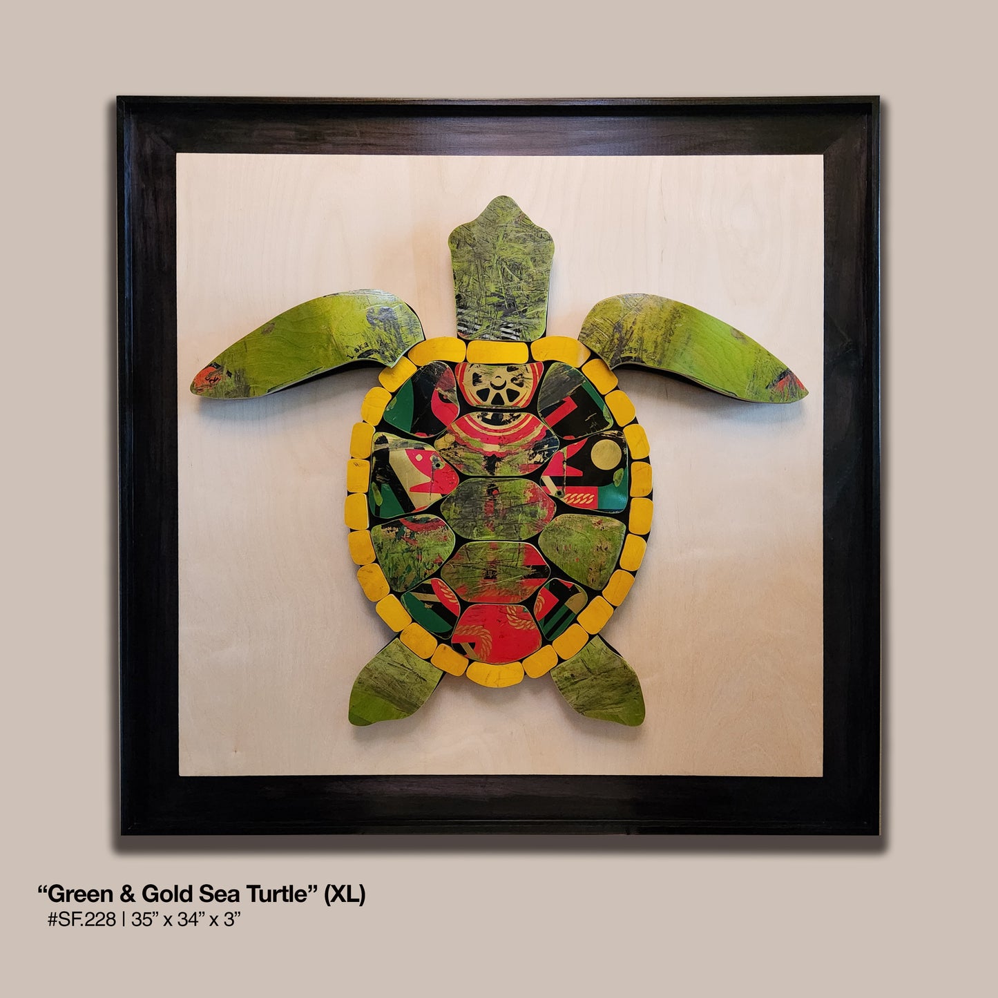 Green & Gold Skateboard Sea Turtle (XL)