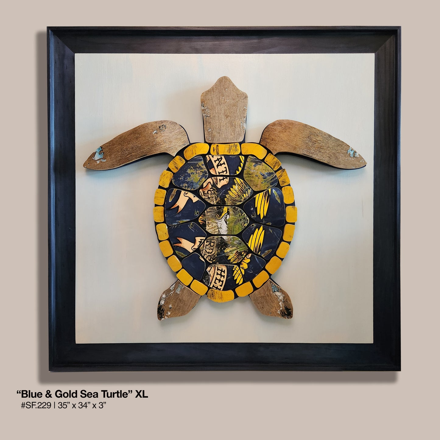 Blue & Gold Skateboard Sea Turtle (XL)