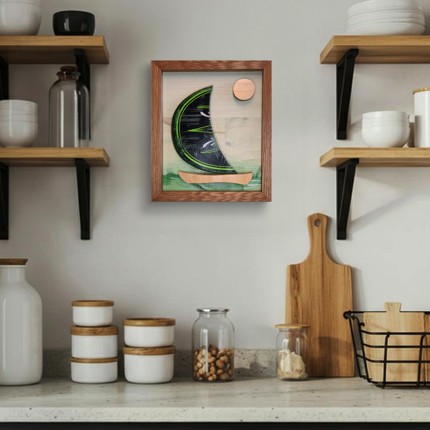 "Black Sailboat" Skateboard Art