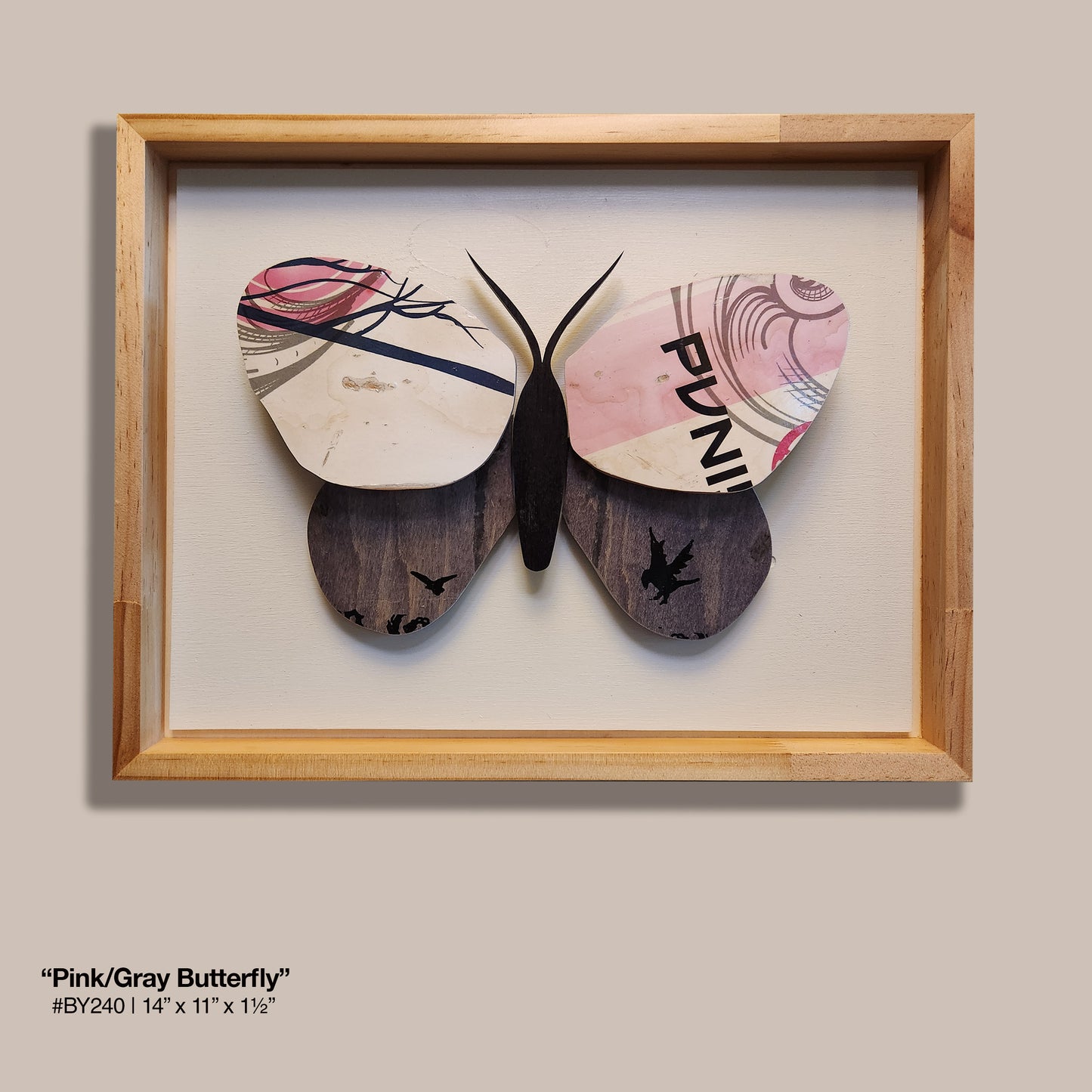"Pink/Gray Butterfly" Skateboard Art