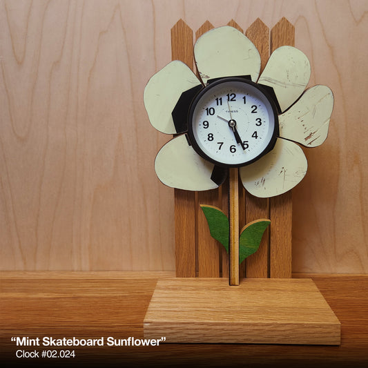 Mint Skateboard Sunflower Clock