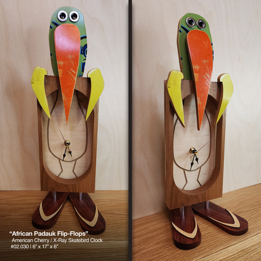 "Skatebird X-Ray Clock w/ Padauk Flip Flops"