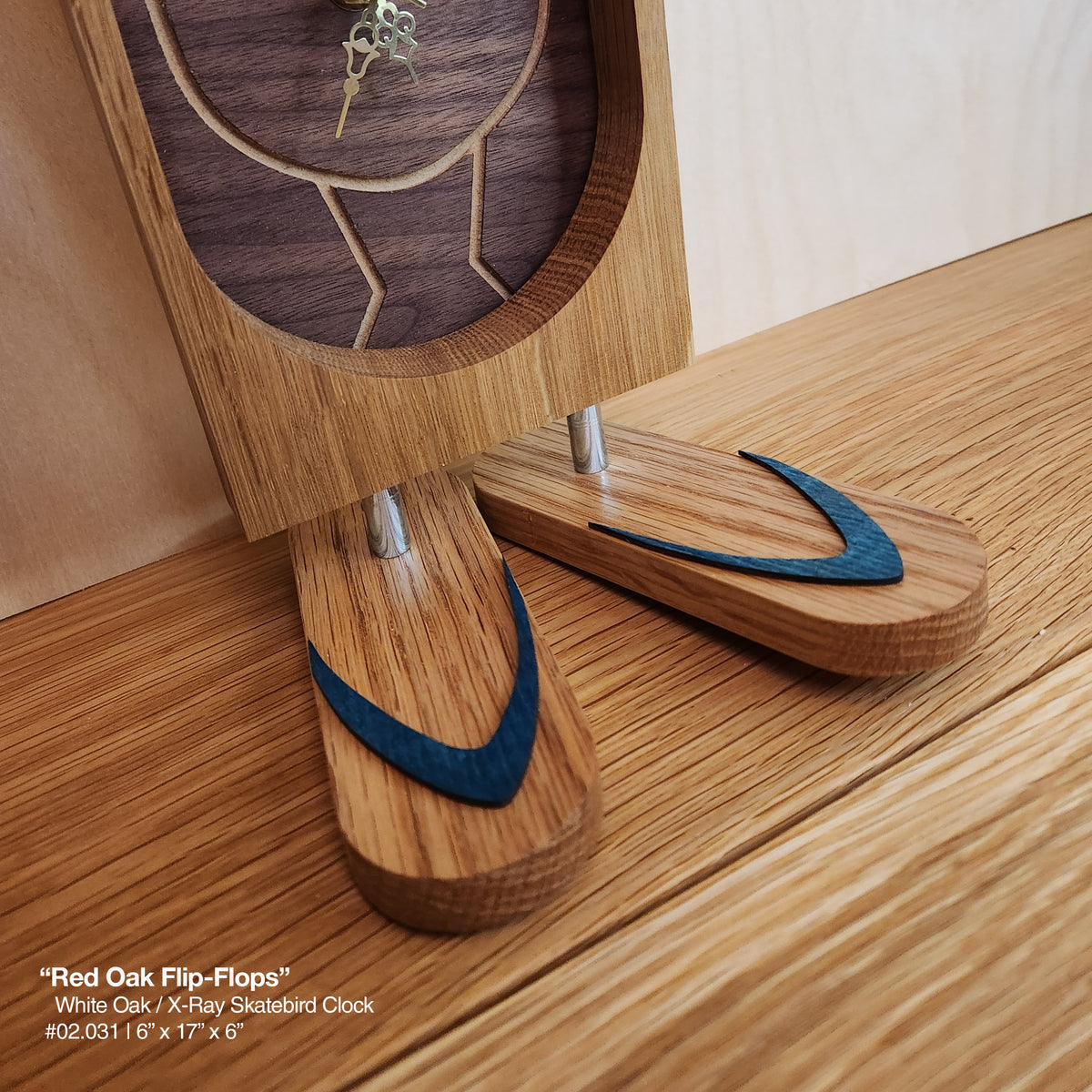"Skatebird X-Ray Clock w/ Red Oak Flip Flops"