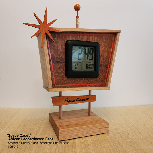 Space Cadet Clock - African Leopardwood
